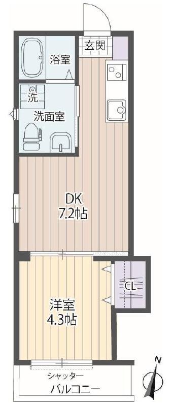 パインヒル19(1DK/2階)の間取り写真