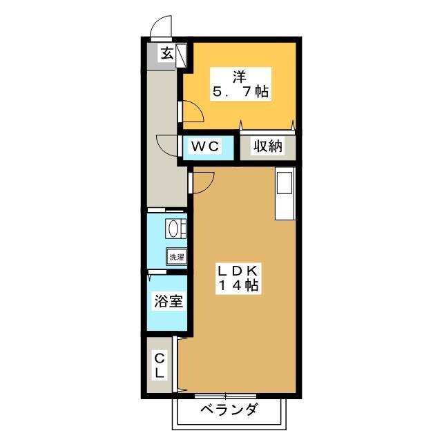 ヴィヴレ平井B(1LDK/2階)の間取り写真