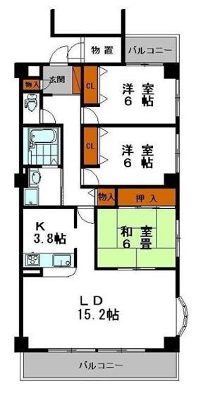 シャトーエレガンス(3LDK/3階)の間取り写真