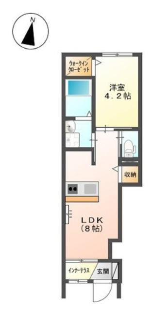 とさでん交通伊野線 上町五丁目駅 徒歩22分 2階建 築10年(1LDK/1階)の間取り写真