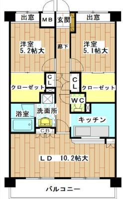 フレールIII(2LDK/1階)の間取り写真
