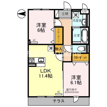 グランドソレーユ久宝寺(2LDK/1階)の間取り写真