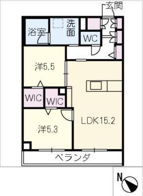 メゾン・ド・ノバリア(2LDK/2階)の間取り写真