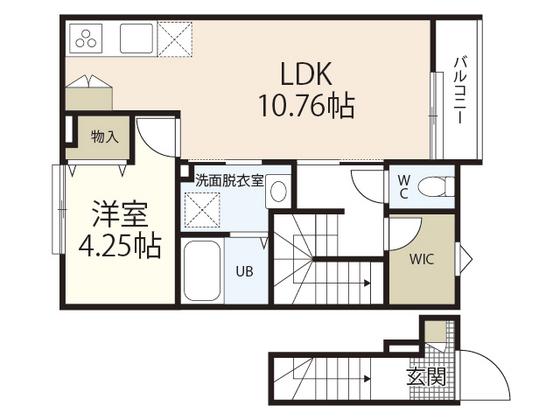ルーツ祇園(1LDK/2階)の間取り写真