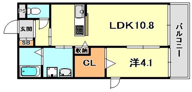 クレセントハイム(1LDK/2階)の間取り写真