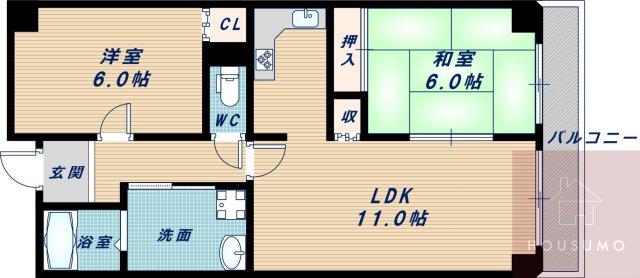 ボヌール緑地壱番館(2LDK/3階)の間取り写真