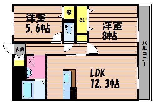 ファーストメゾン(2LDK/1階)の間取り写真