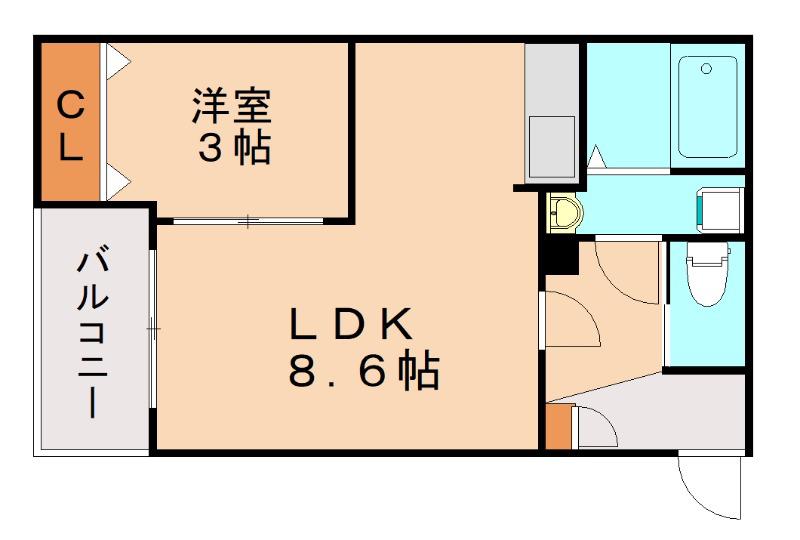 ジーメゾン八幡西リベル(1LDK/2階)の間取り写真