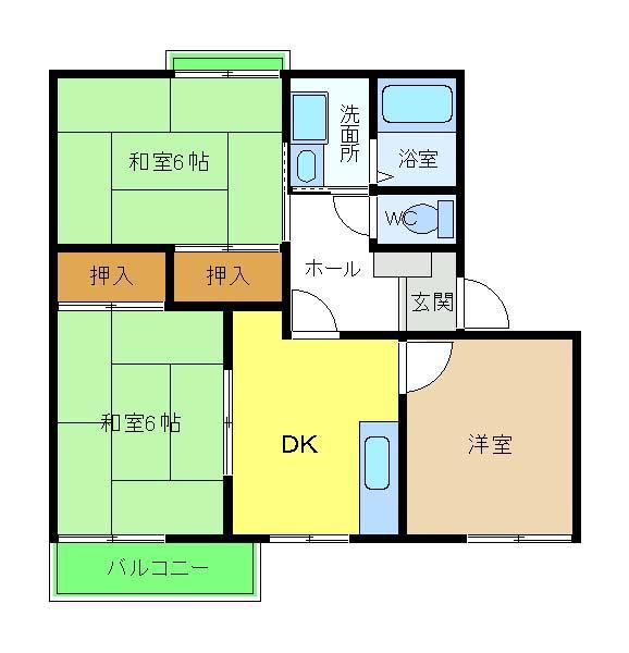クレール美原B(2LDK/2階)の間取り写真