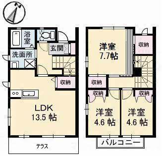 アスティオン F棟(3LDK/1階)の間取り写真