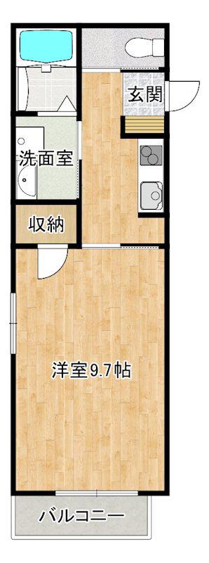 スクワール行永東(1K/2階)の間取り写真
