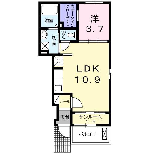 北斗七星(1LDK/1階)の間取り写真