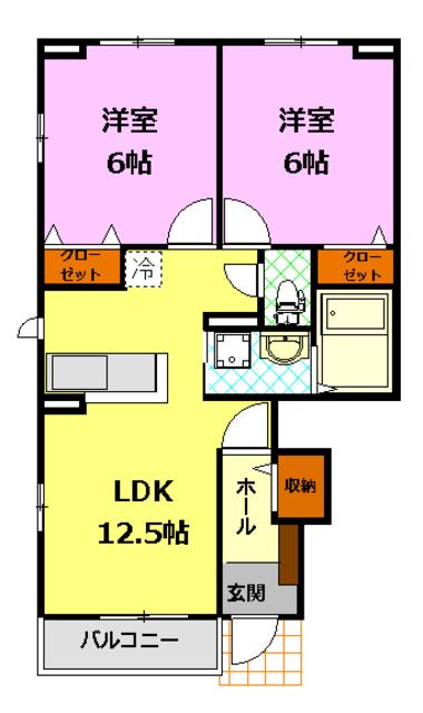 ANDANTE(2LDK/1階)の間取り写真