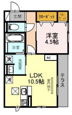 アクシス西宮北口(1LDK/1階)の間取り写真
