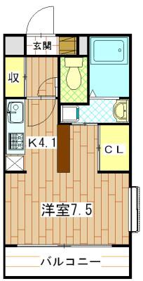レスペクテ青葉台(1K/2階)の間取り写真
