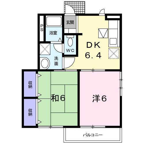 チェリーブロッサム(2DK/1階)の間取り写真