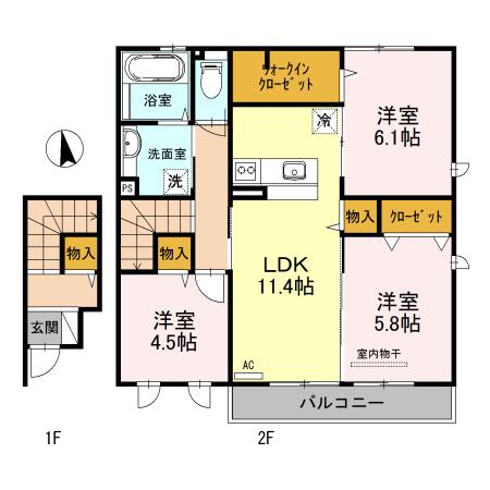 ヴァリエンテ(3LDK/2階)の間取り写真