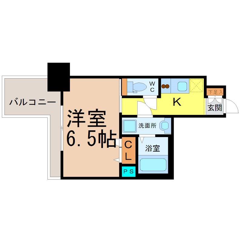 プレサンス錦プレミアム(1K/2階)の間取り写真