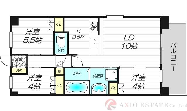アーバンパーク淡路(3LDK/8階)の間取り写真