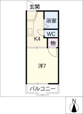 コーポ平成(1K/2階)の間取り写真