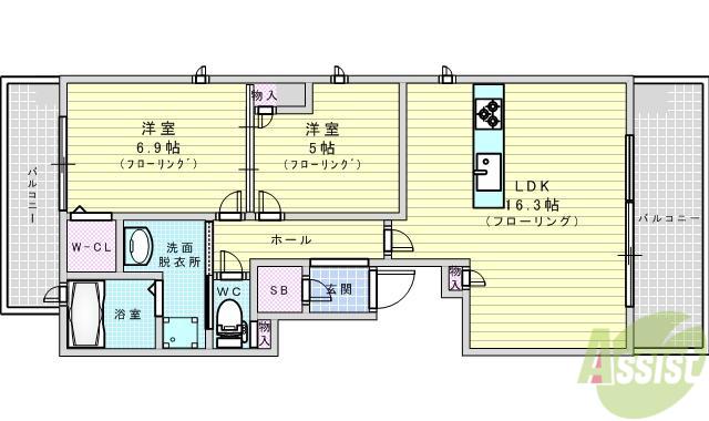 ブルーメ広芝(2LDK/2階)の間取り写真
