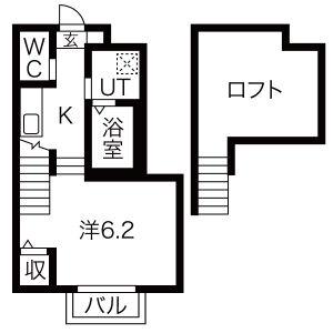 クロシェット仙台向山(1K/1階)の間取り写真