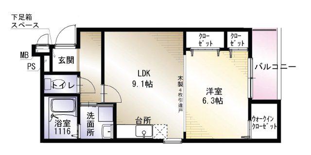 アンシャンテ S 北野田(1LDK/2階)の間取り写真