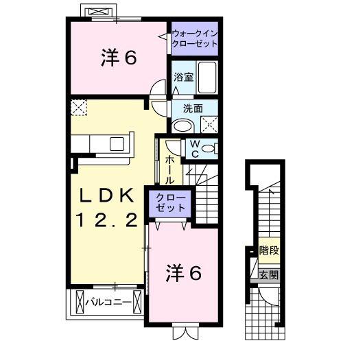 サニーイステートA(2LDK/2階)の間取り写真