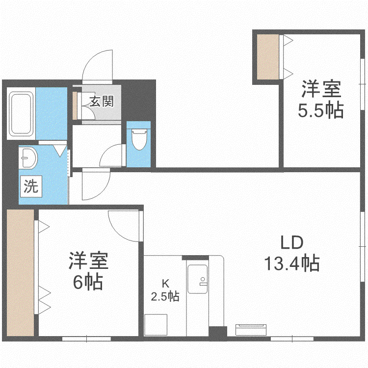 アビタ205(2LDK/2階)の間取り写真