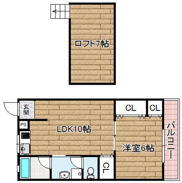 クレスト(1LDK/2階)の間取り写真