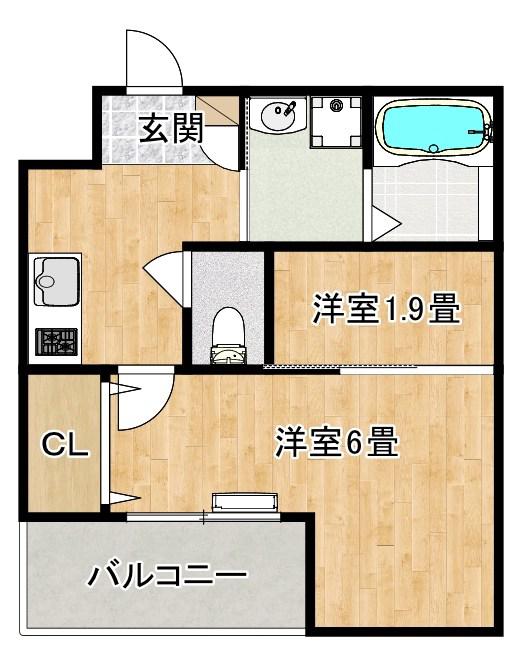 大浜北町シーエムシズ(2K/3階)の間取り写真