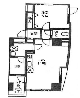 AXIS下町(1LDK/6階)の間取り写真