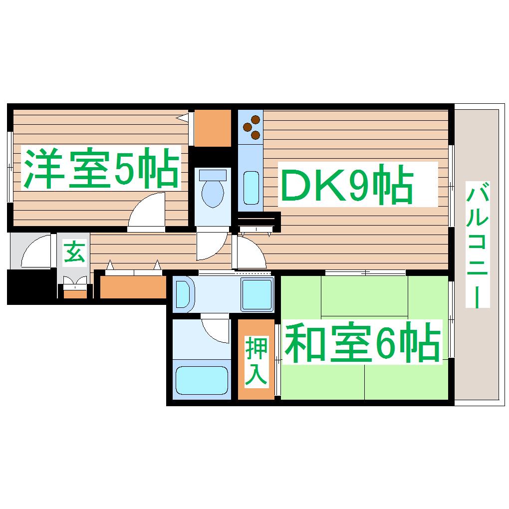 ルシード上飯田(2DK/2階)の間取り写真