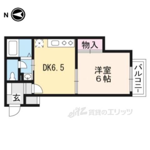 エスコート二条(1DK/2階)の間取り写真