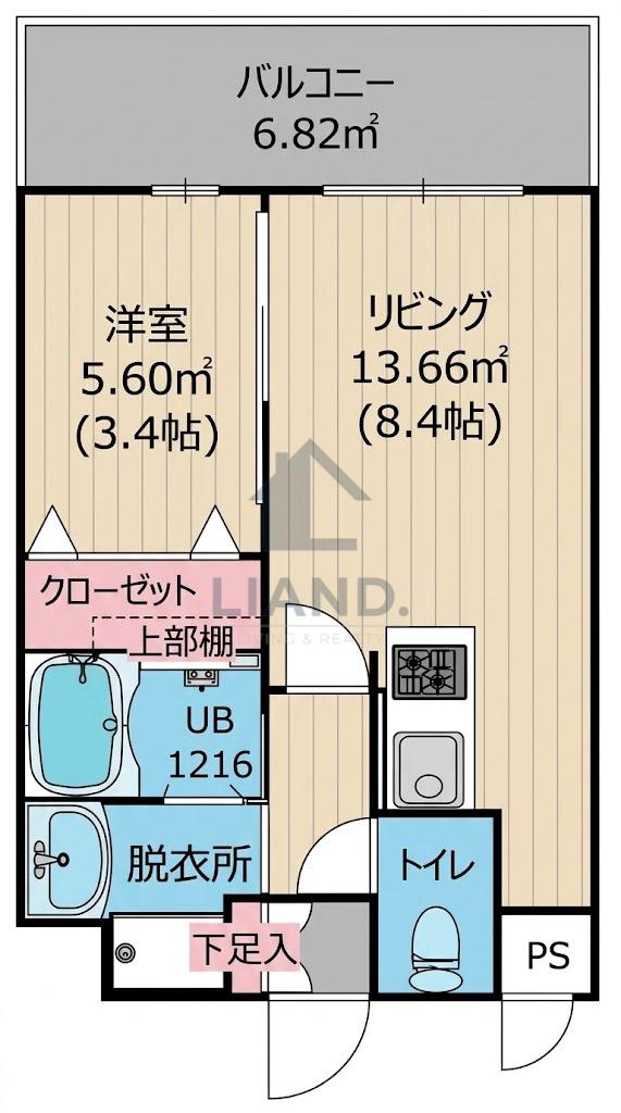 クラシックコート鳥飼(1LDK/4階)の間取り写真