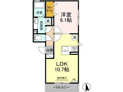 セジュール ゼロ フォース(1LDK/2階)の間取り写真