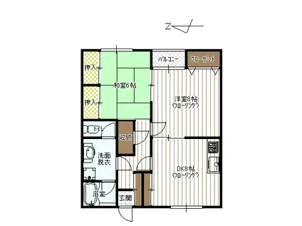 ヴェラハイツヒノデ(2DK/2階)の間取り写真