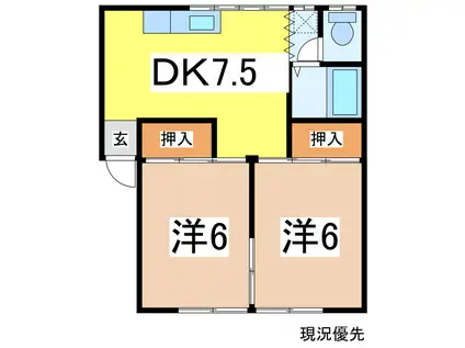 サンコーポ8(2DK/2階)の間取り写真