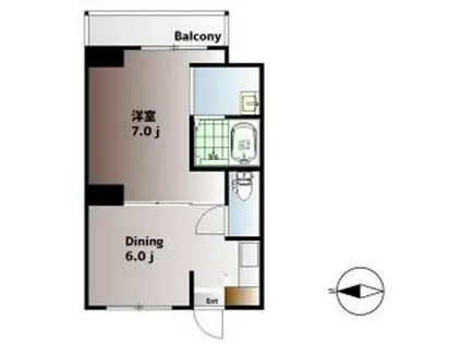 ヴィラナリー児島 2号棟(1DK/3階)の間取り写真