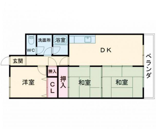 ヴェルディール北日吉(3DK/2階)の間取り写真