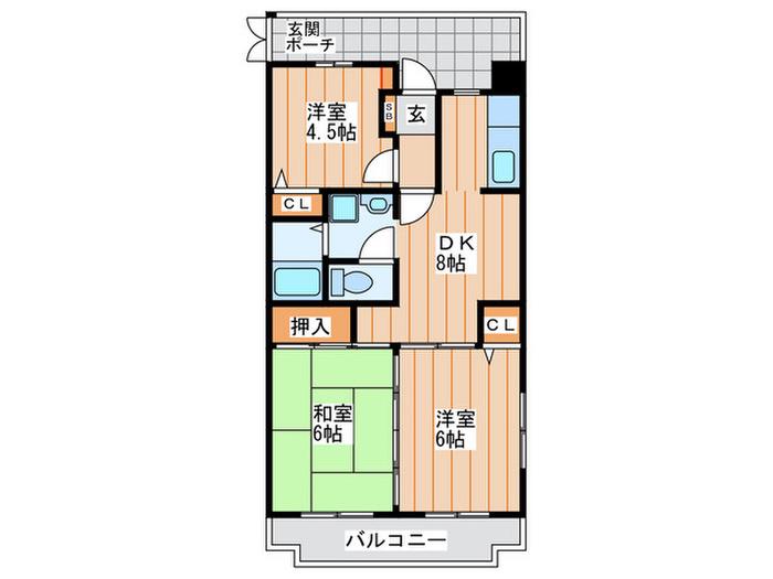 リバーサイドマンション川勝(3DK/4階)の間取り写真