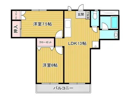 ハイツあかしや(2LDK/2階)の間取り写真