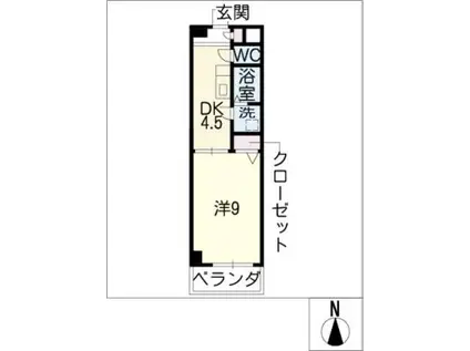 アヴニール新山(1DK/3階)の間取り写真