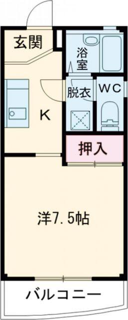 メゾンエーデルワイス(1K/1階)の間取り写真