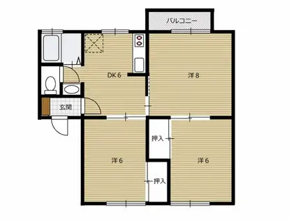 メイプルランド D(3DK/2階)の間取り写真