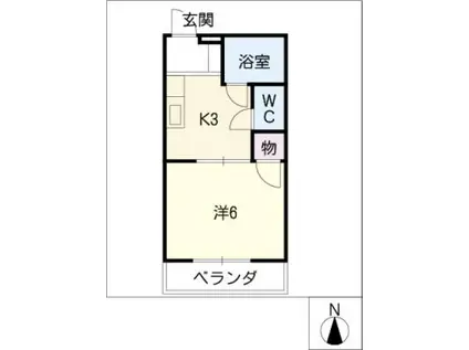 サンハイツ緑ヶ丘(1K/2階)の間取り写真