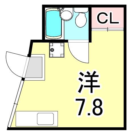 ノベラ篠原北町(ワンルーム/4階)の間取り写真