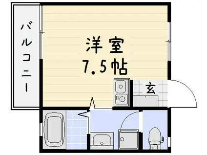 光ハイツ(ワンルーム/3階)の間取り写真