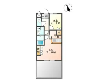 JR仙石線 陸前山下駅 徒歩8分 2階建 築19年(1LDK/1階)の間取り写真