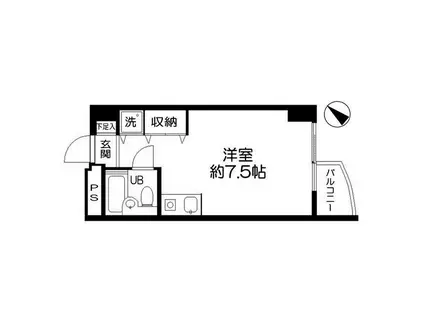 ハイホーム流山(ワンルーム/2階)の間取り写真